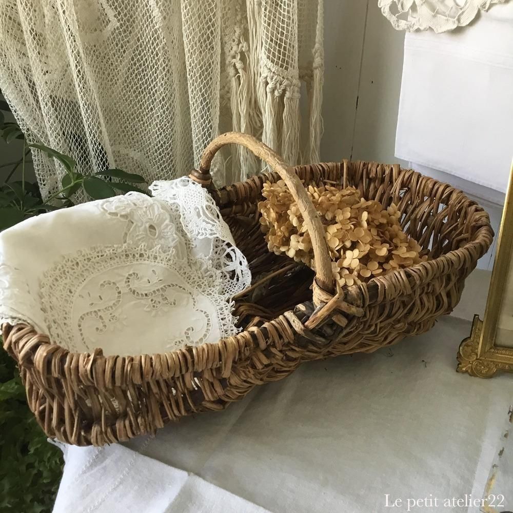 フランスアンティーク ピーナッツ型バスケット 44センチ