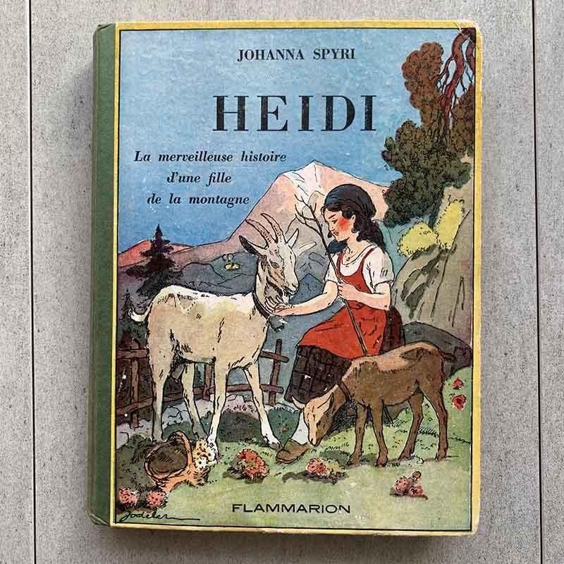 フランス古書 ハイジ レトロ挿絵 アルプスの風景 色彩豊か【山ガール】