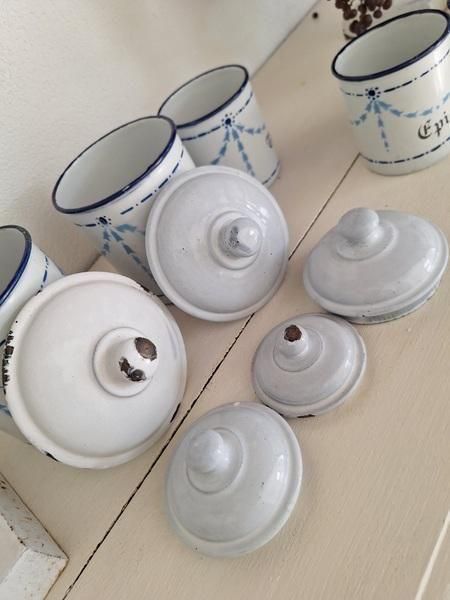 アンティークホーローキャニスター&セル缶、アリュメット缶