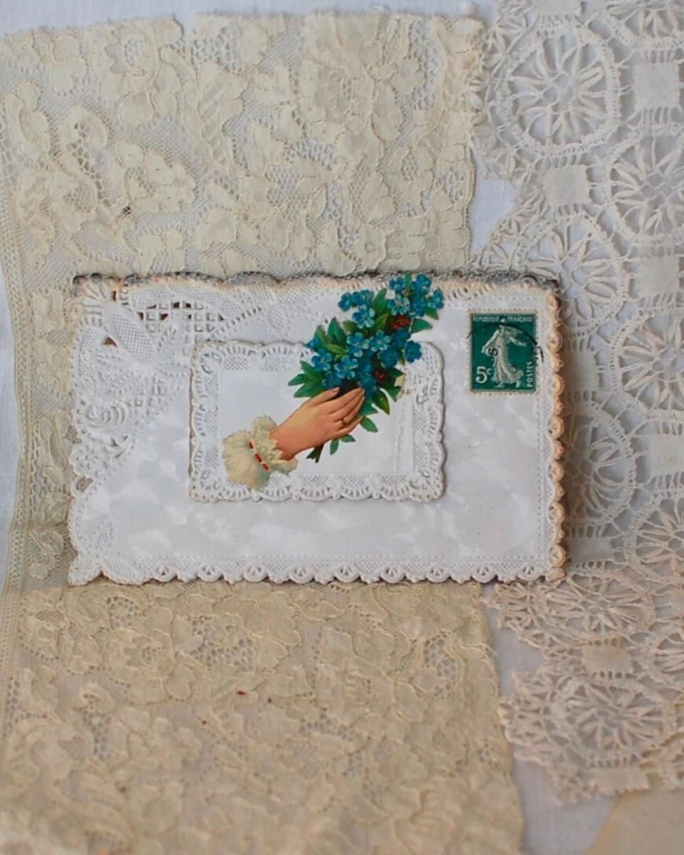 アンティークポストカード フランス製 忘れな草ブーケ