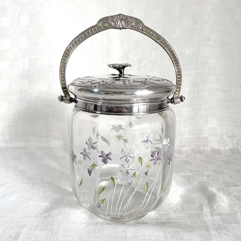 可憐なすみれのガラスビスケットジャー