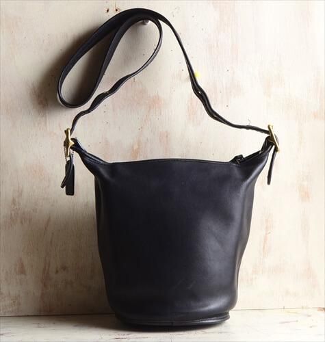オールドCOACH バケツ型ダッフルバッグ 本革黒