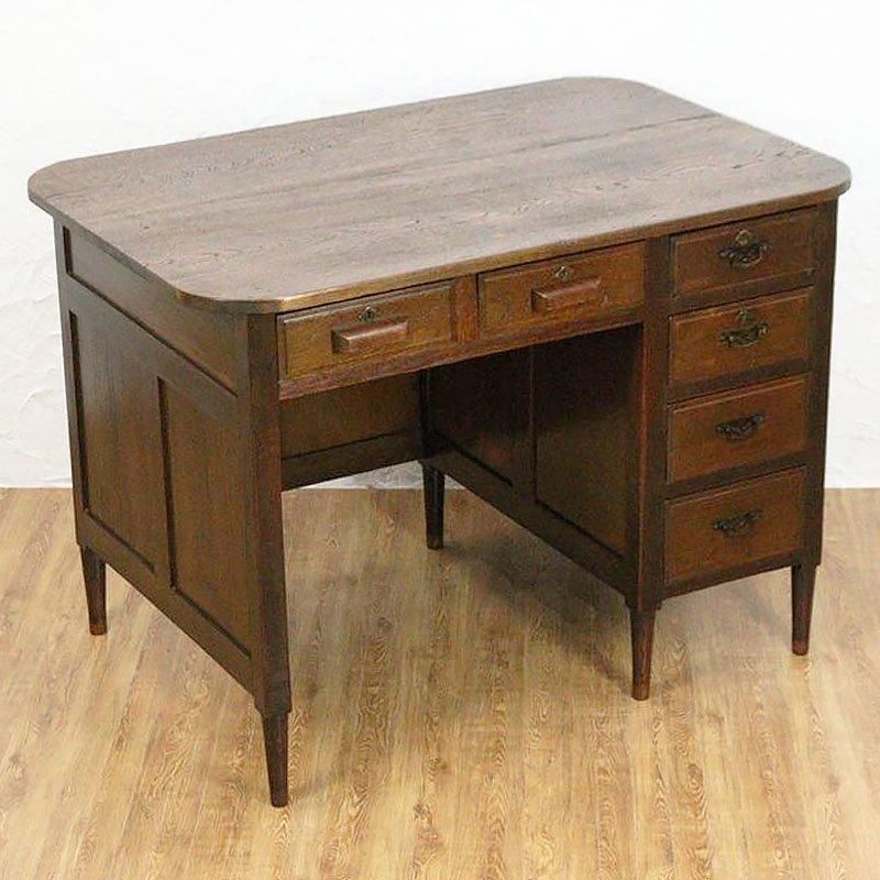 ヴィンテージ ケヤキ材 片袖机 大正昭和の木製デスク