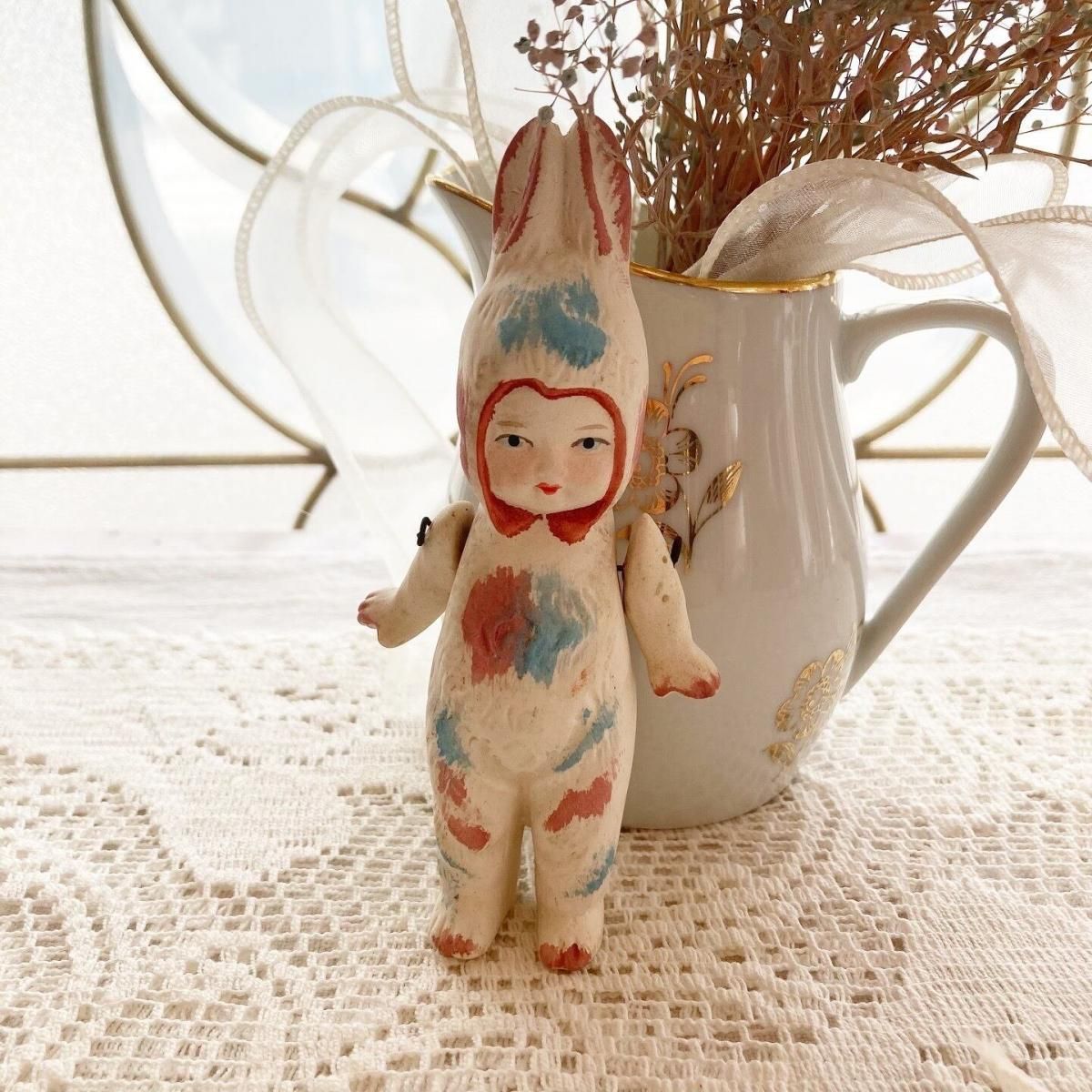 フランス アンティークビスクドール うさぎ着ぐるみ