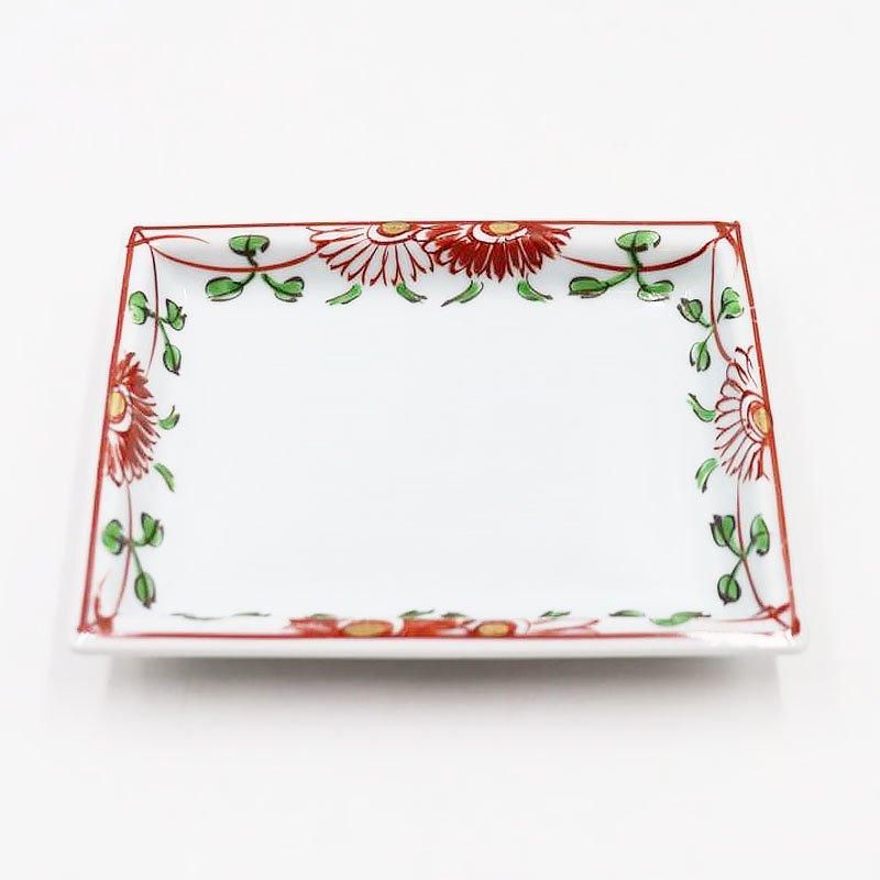 ヴィンテージ和食器 昭和時代の花柄角皿