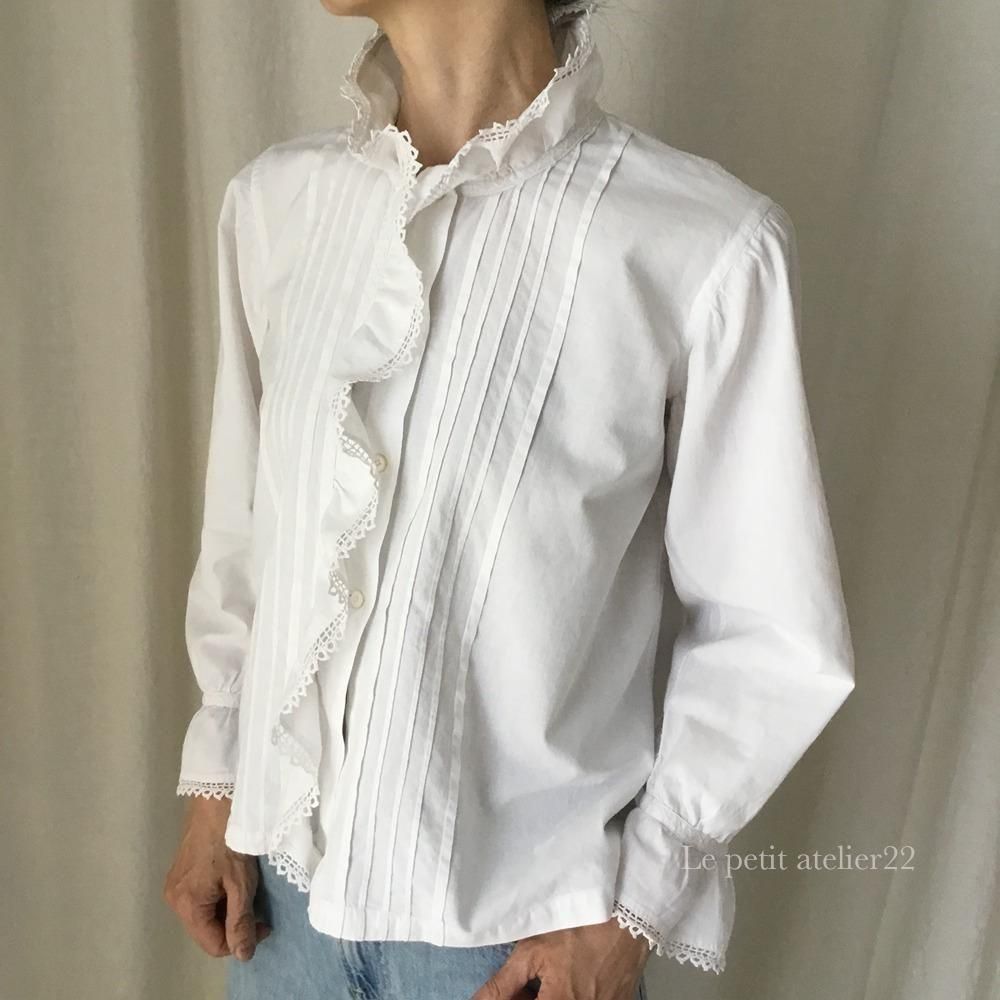 大人用S/M) フランス アンティーク コットン ブラウス レース襟