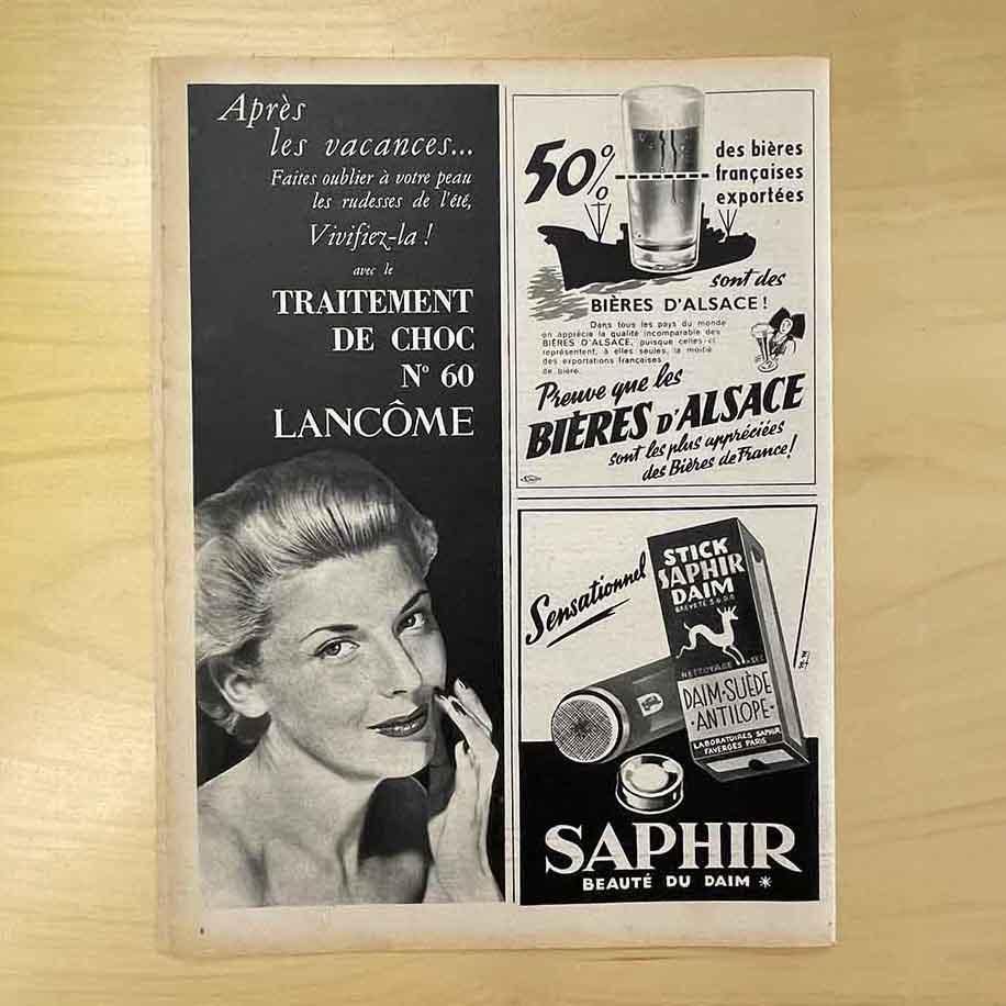 1953年PARIS MATCHヴィンテージ雑誌 4PモノクロLANCOME華やかなビール