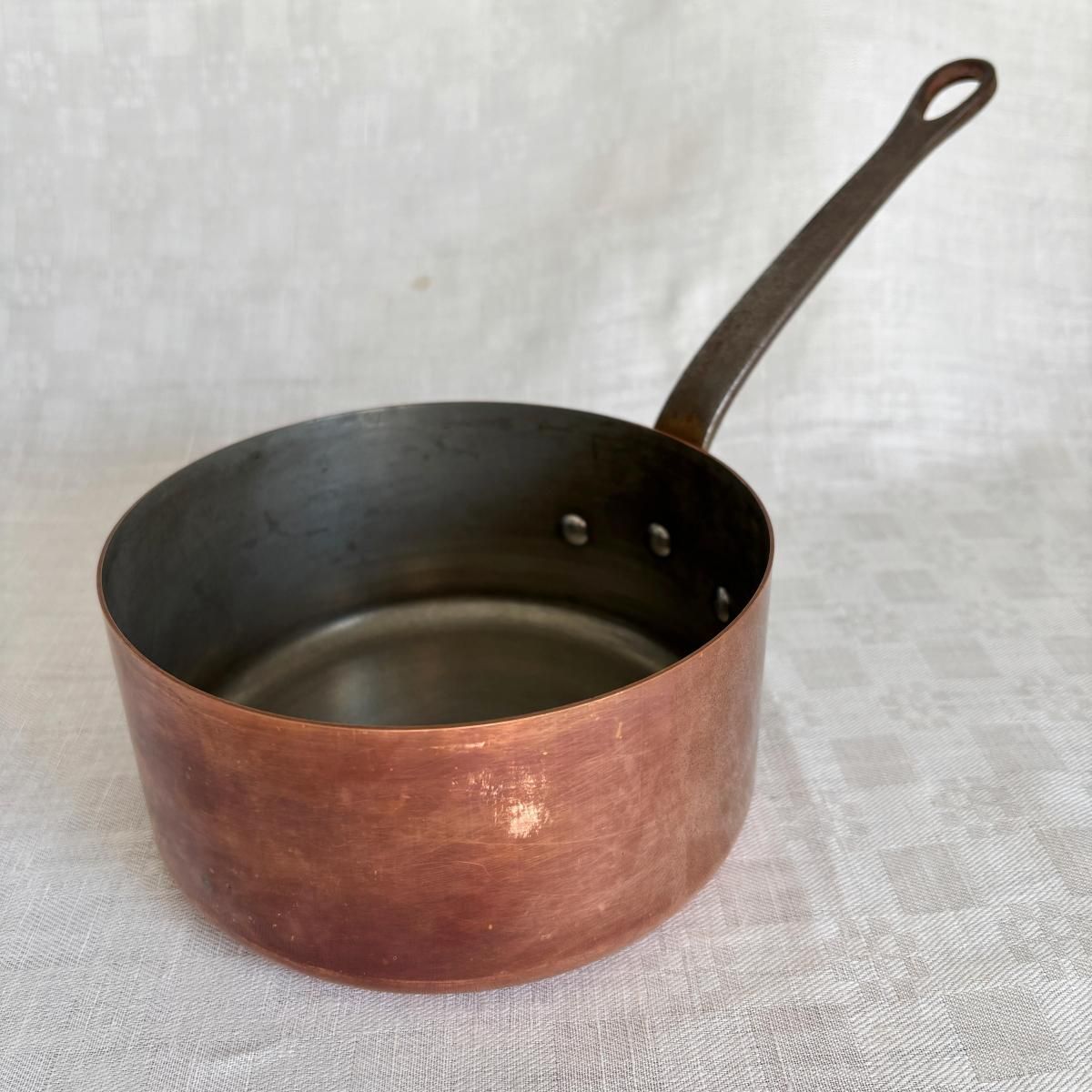 フランス本格派 銅製片手鍋 直径164mm 厚さ1mm