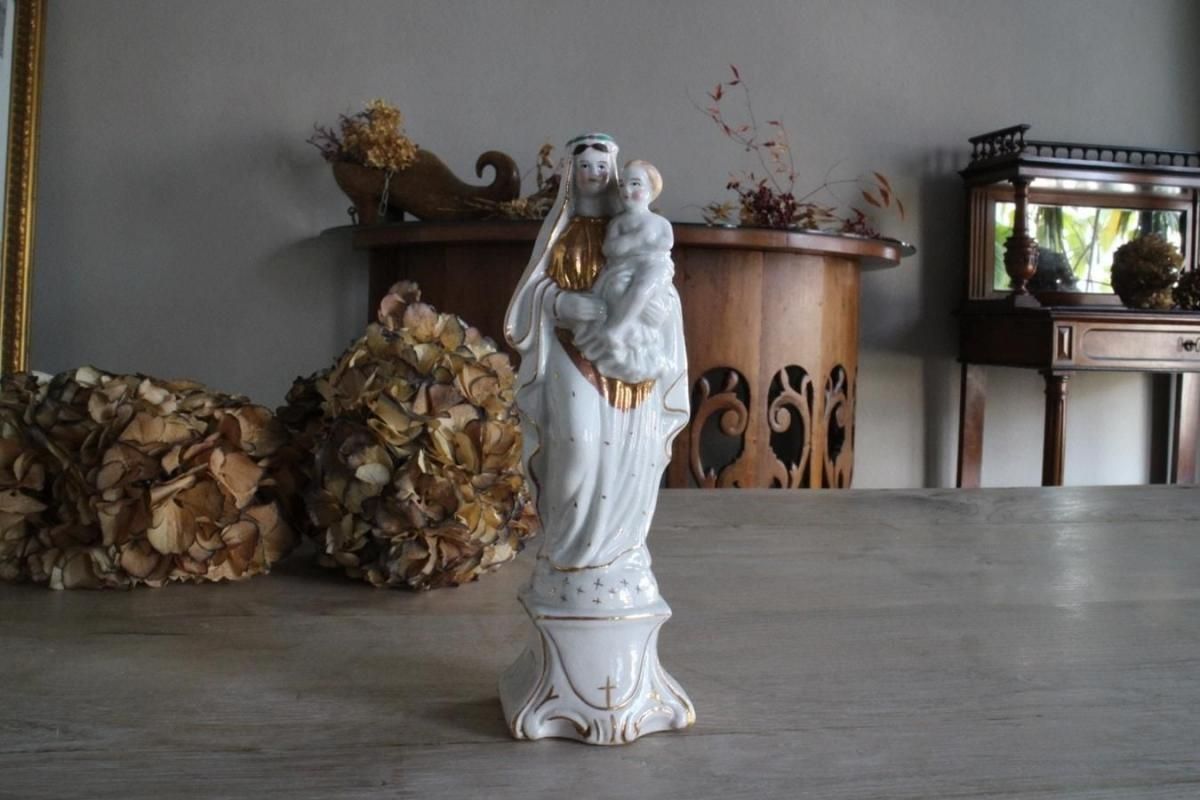 陶製聖母子像19世紀フランスの華やかさアンティーク