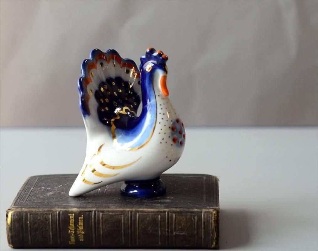 訳あり 東欧 USSR製 Lomonosov 白磁の雄鶏 ロモノーソフ フィギュア 旧