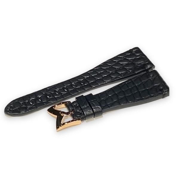 48MM 時計用 ベルト クロコダイルベルト マットブラック ガガミラノ