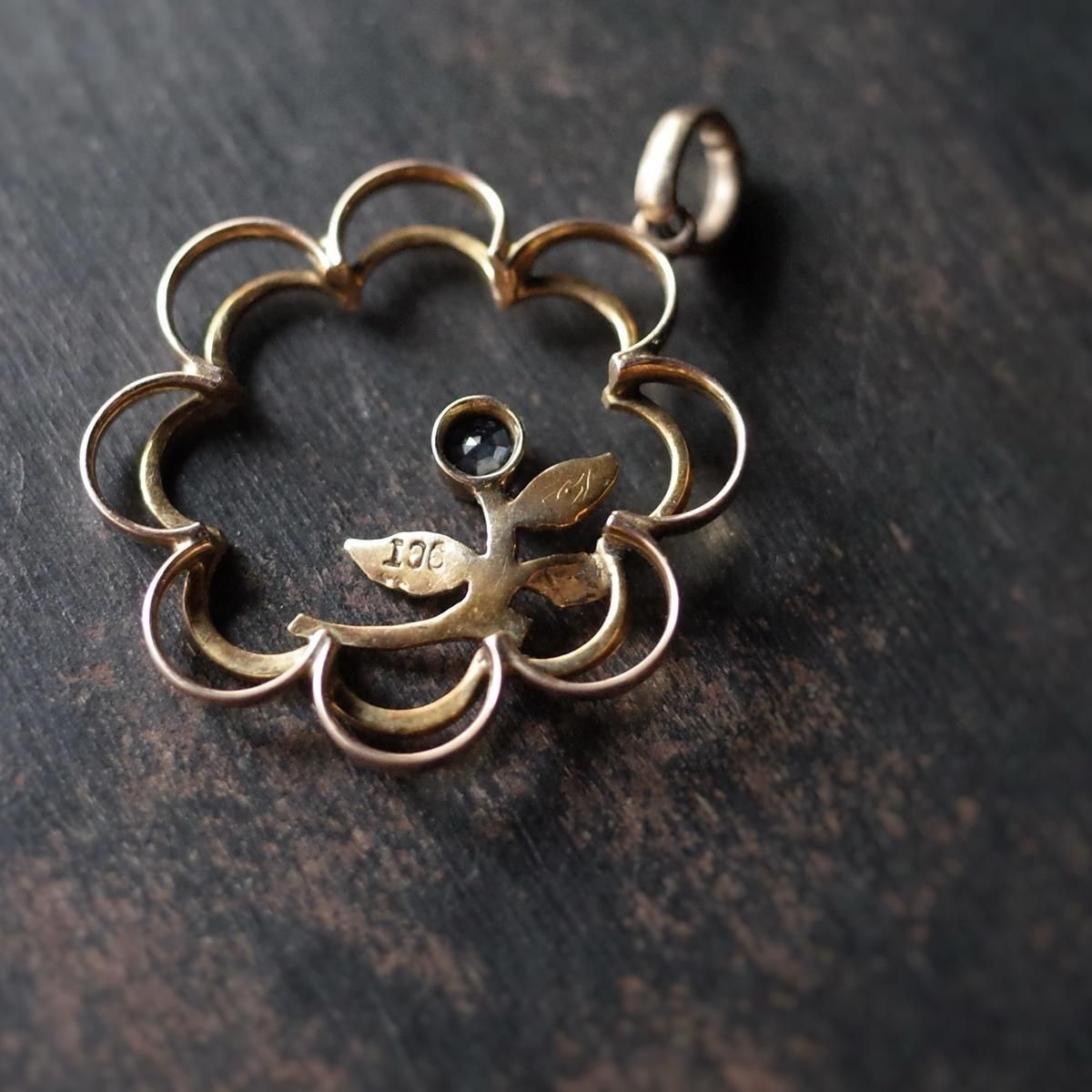 エドワーディアン 9K サファイア パール ペンダントトップ（Edwardian