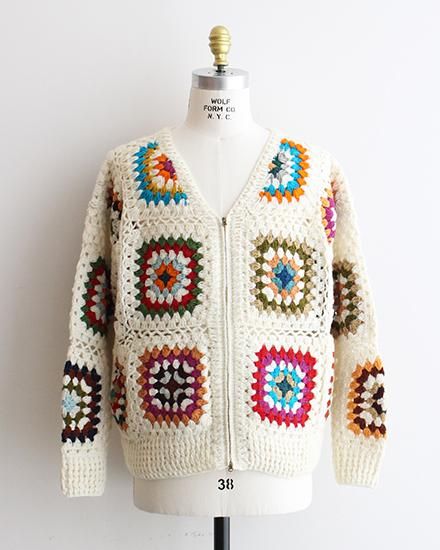 MacMahon Knitting Mills By Niche】Crochet V-Neck Zip Cardigan