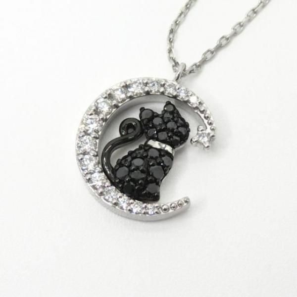 黒猫 ブラックダイヤモンド リバーシブルネックレス D 0.09ct 40cm