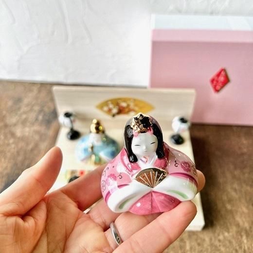 薬師窯 彩絵華小紋雛 平飾り | 小さくて豪華な陶器製雛飾り - 美濃焼と