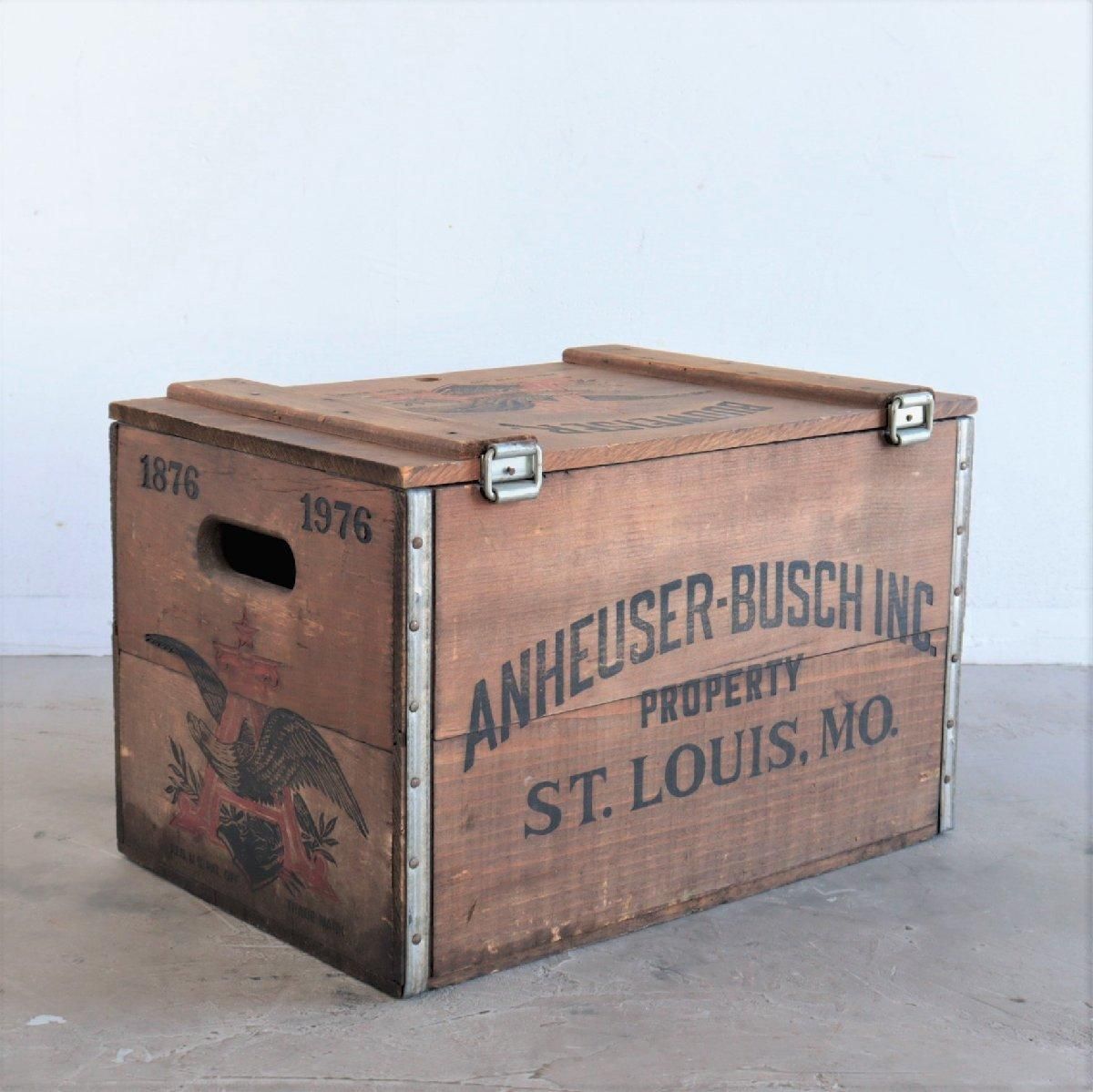 BUDWEISER バドワイザー ヴィンテージ 蓋つき木箱 アンティーク ウッド