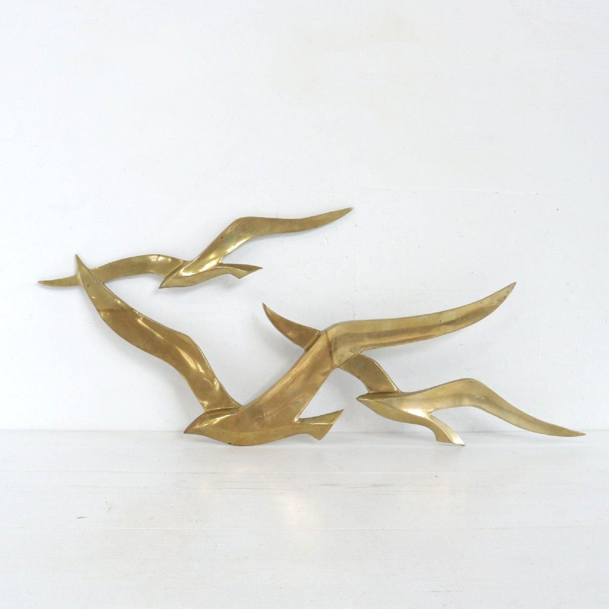 ウォールデコ ヴィンテージ ディスプレイ小物 真鍮製 壁掛け カモメ