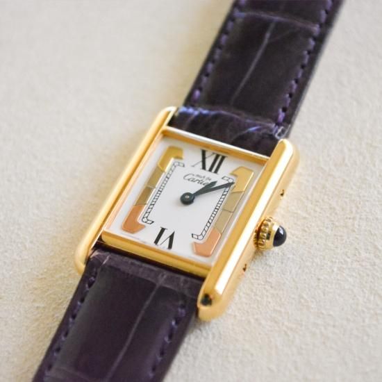 カルティエ must de TANK SM [クォーツ・トリニティゴールド