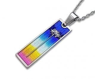 Hizm/札形ペンダントトップS 青蓮華一輪/純チタン製/チェーン付属