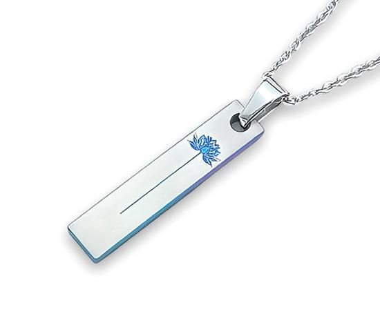 Hizm/札形ペンダントトップS 青蓮華一輪/純チタン製/チェーン付属