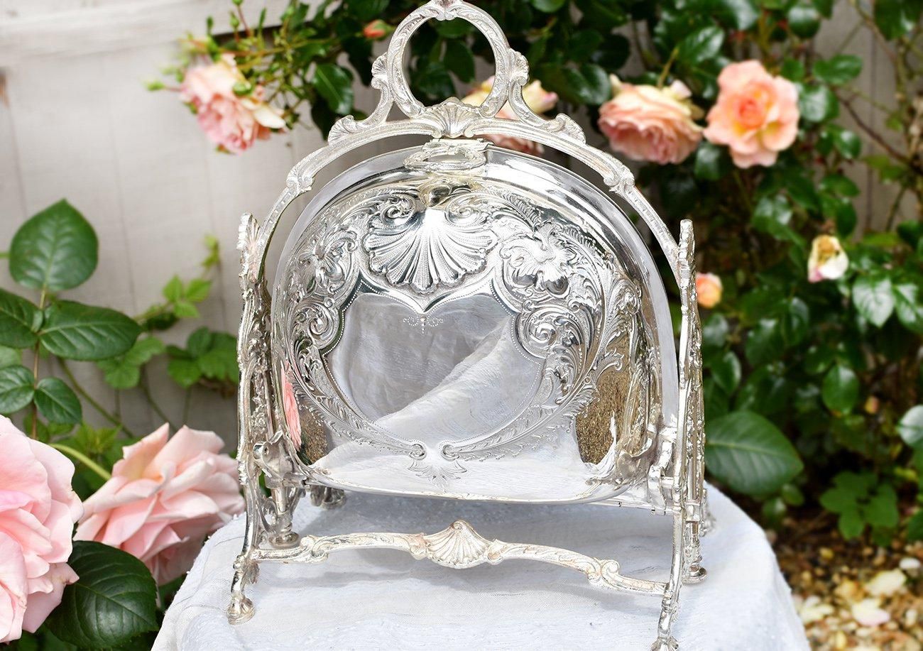 英国アンティーク銀器【シルバープレート】美装飾 ビスケット