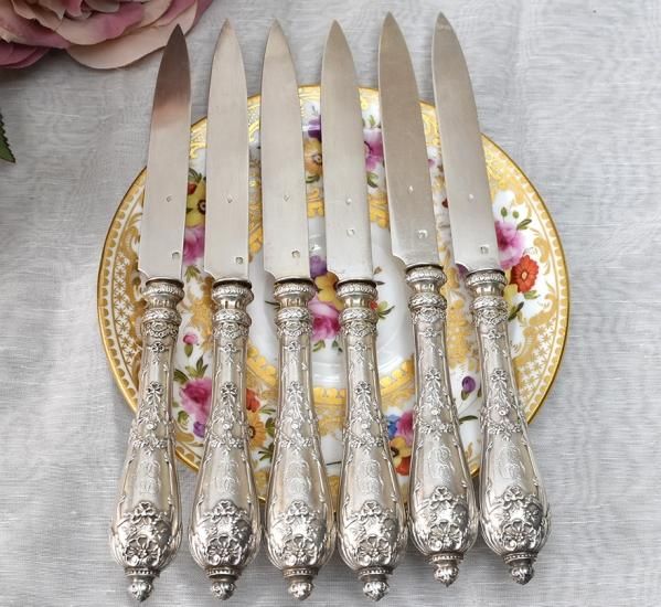 フレンチシルバー【銀950】デザートナイフ6組セット◇ - Edwardian
