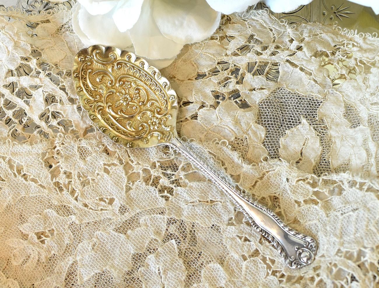 英国アンティーク銀器【純銀】1898年 ジャムスプーン Levi&Salaman