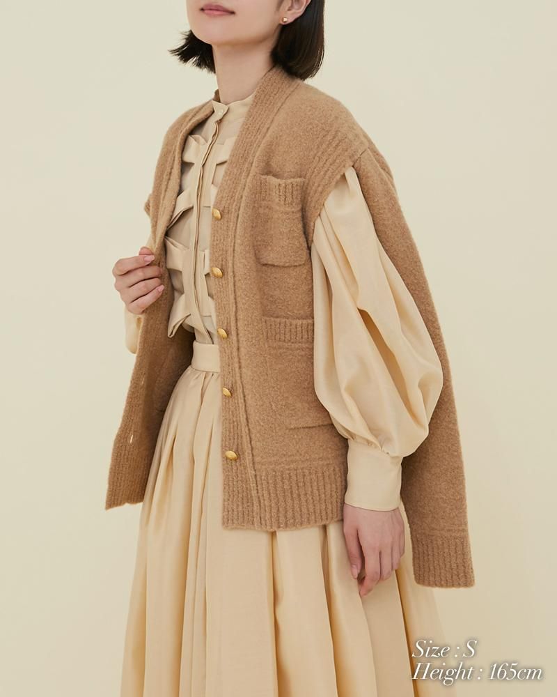 メルトンウール2WAYカーディガン(キャメル) - seventen