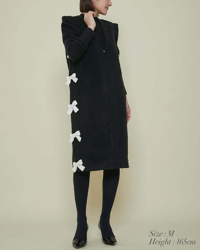 サイドリボンジレワンピース(ブラック) - seventen