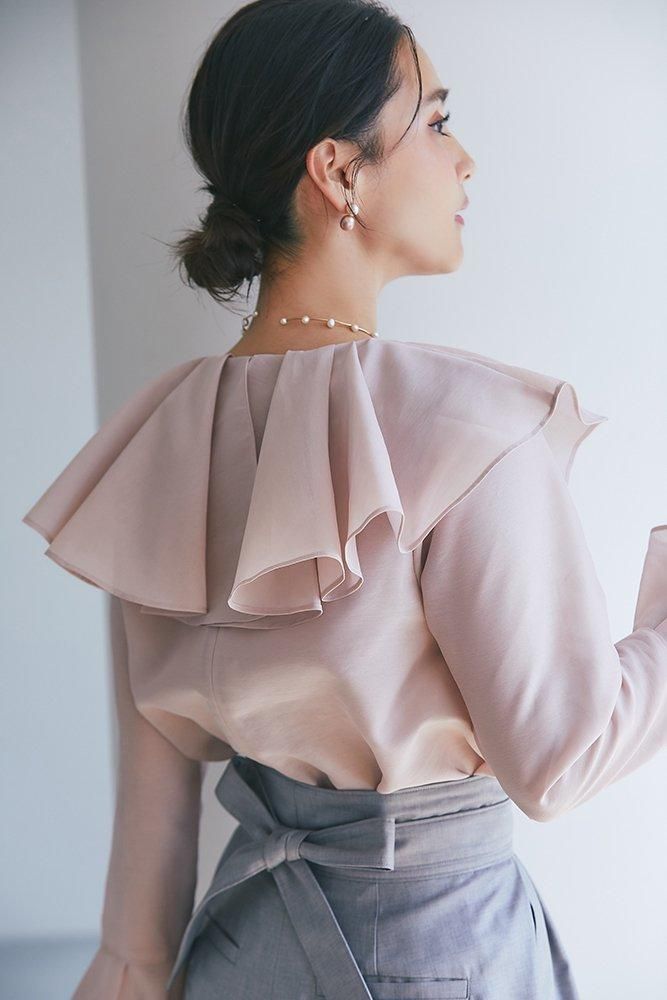 シアーラッフルブラウス(ピンク) - seventen