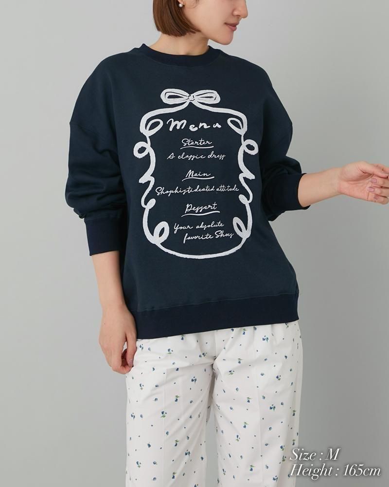 menuプリントトレーナー(ホワイト×ミント) - seventen