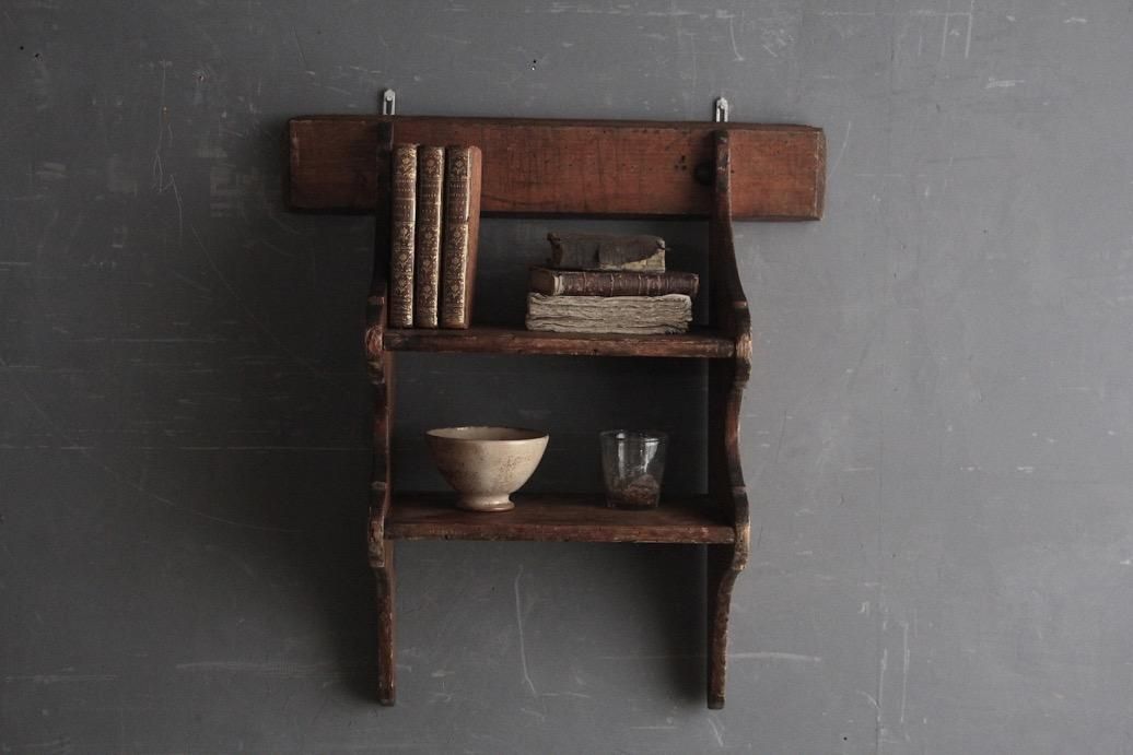 フランスアンティーク木製ウォールシェルフ/壁掛けラック/飾り棚(90