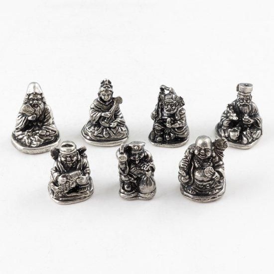 錫 置物 七福神 7体セット 黒漆加工 [No.190-1-2-3-4-5-6-7]｜薩摩錫器