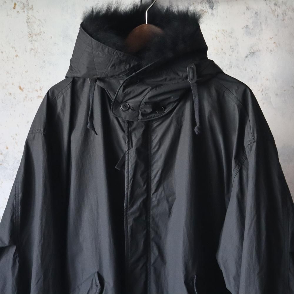 COMOLI コットンナイロン ミリタリーフーデッドコート(Black) - DIMPLE