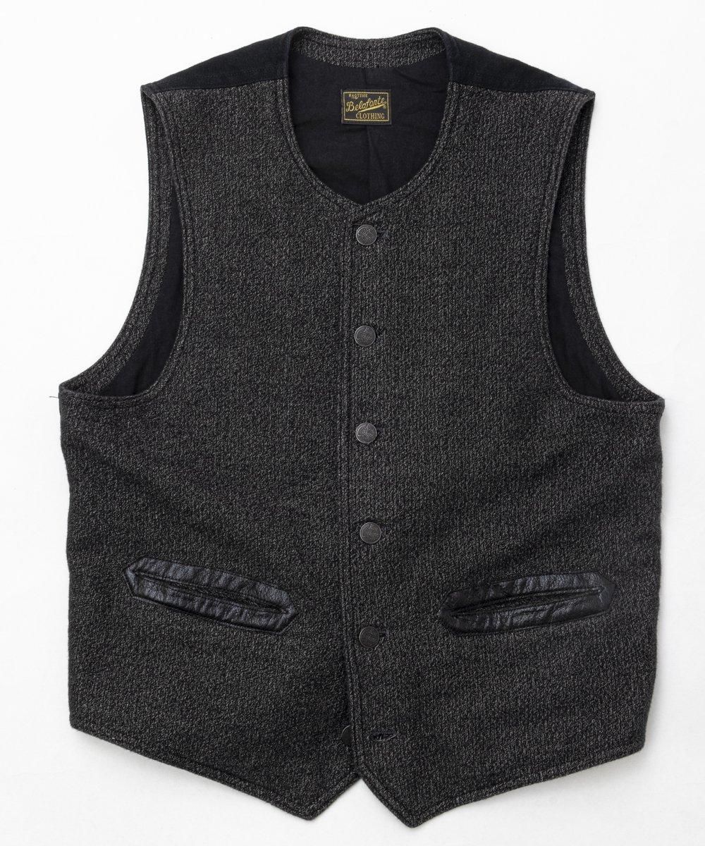 RAGTIME CIVILIAN DECK VEST HEATHER BLACK AND GRAY COTTON - 【公式