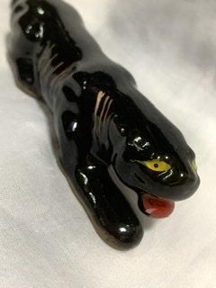 50s 黒ヒョウ ブラックパンサー ヒョウ 黒豹 ヴィンテージ 陶器 置物