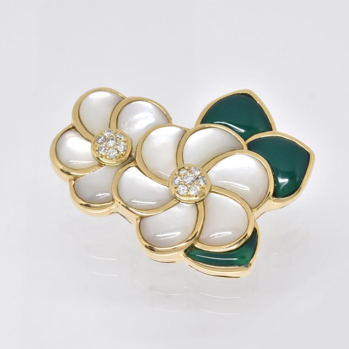 フランス ヴィンテージ 銀張りのライトストーンと黒色石のブローチ