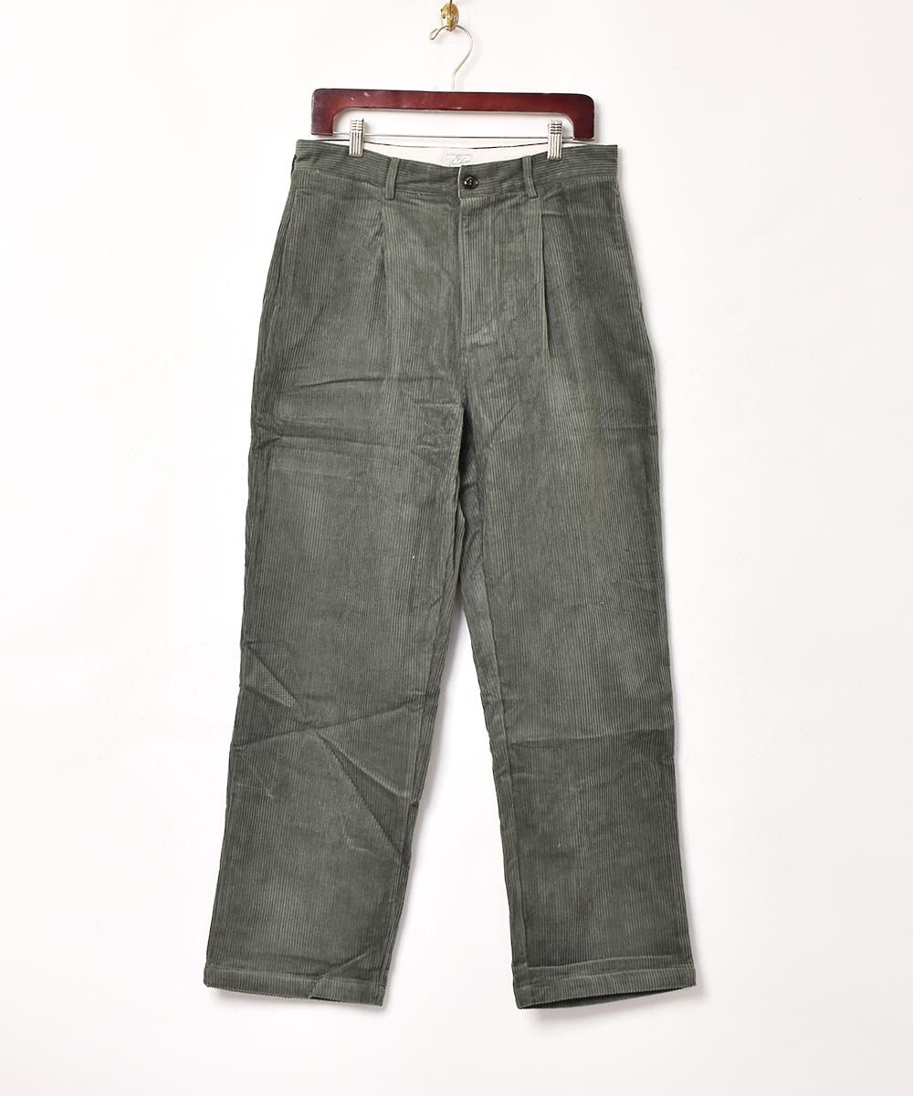 7色展開】「Backers」タック コーデュロイパンツ グリーン - 古着屋