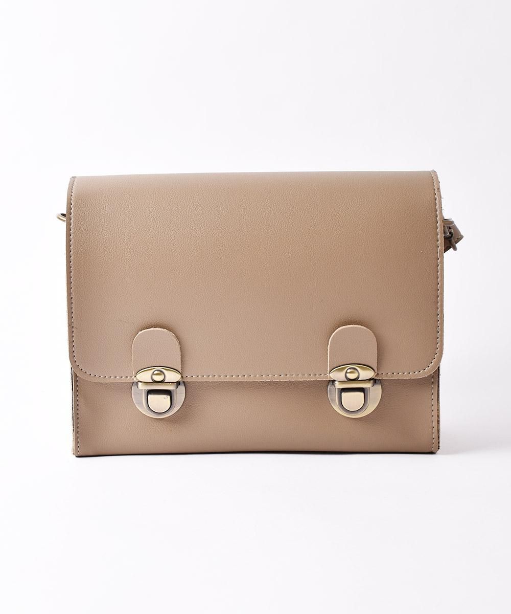 2色展開】PU ミニフラップショルダーバッグ ベージュ - 古着屋