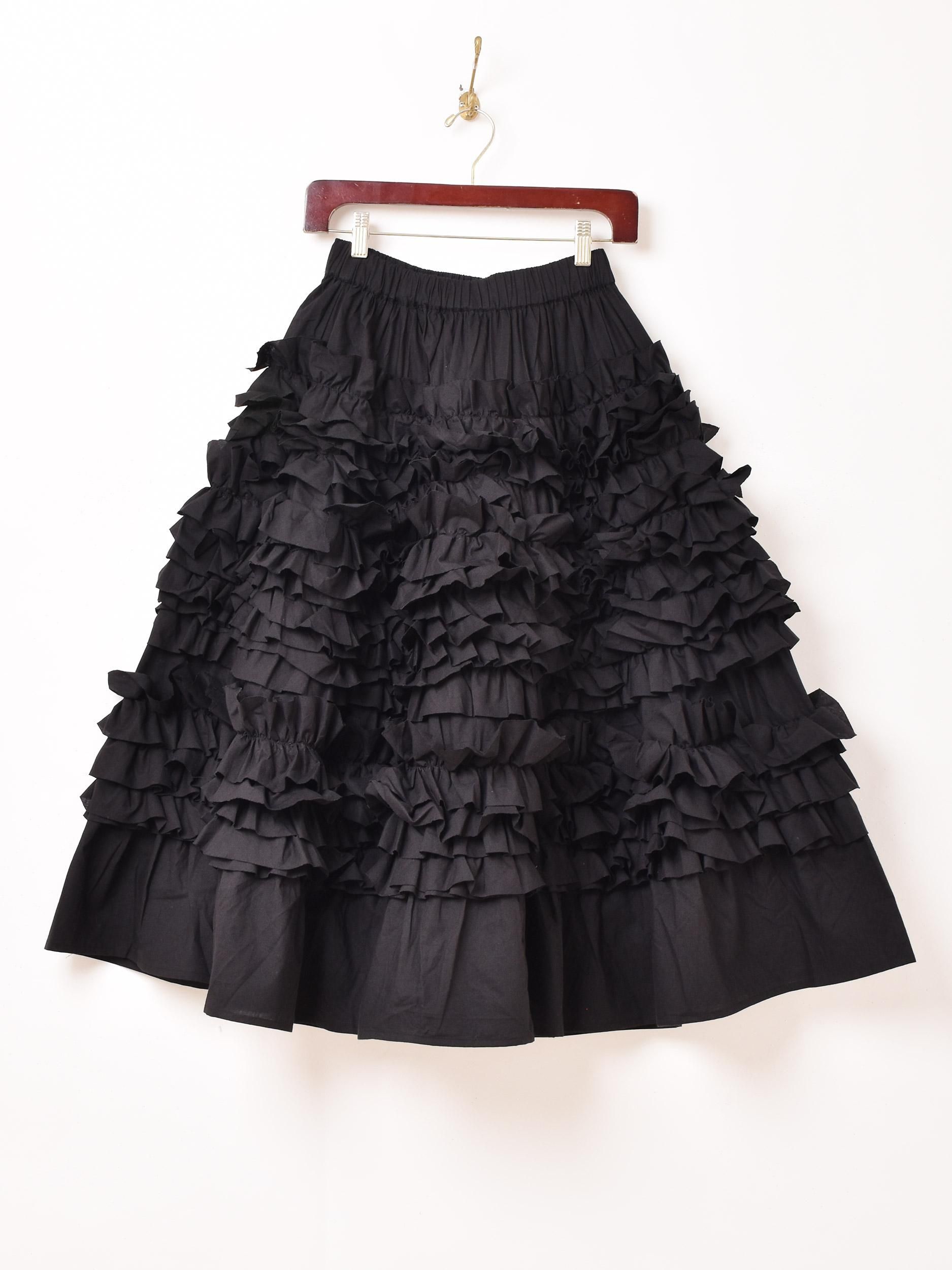 2色展開】「Emerald Motel」ボリューム フリル スカート ブラック