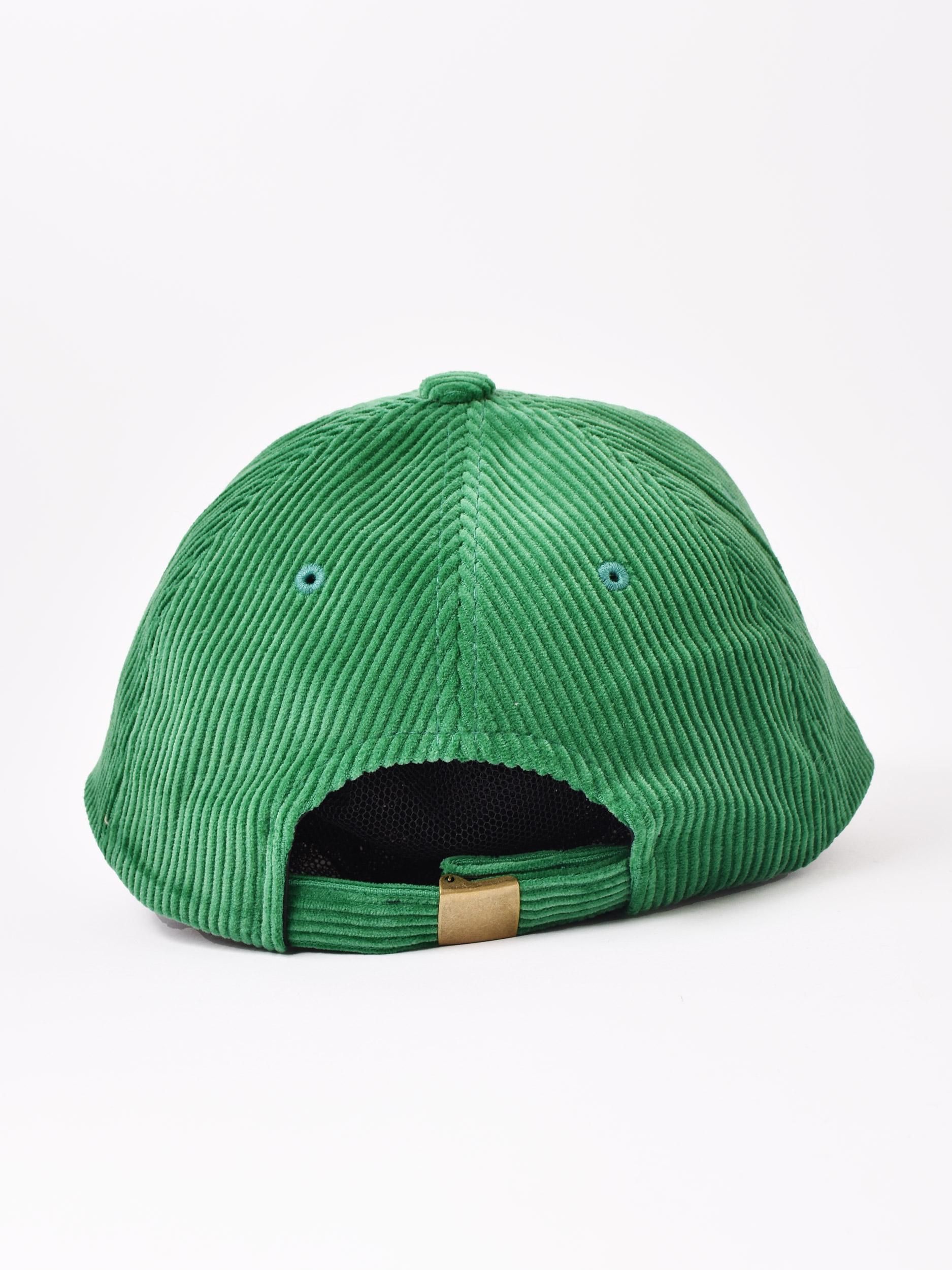 コーデュロイ刺繍キャップ | グリーン - 古着屋グレープフルーツ