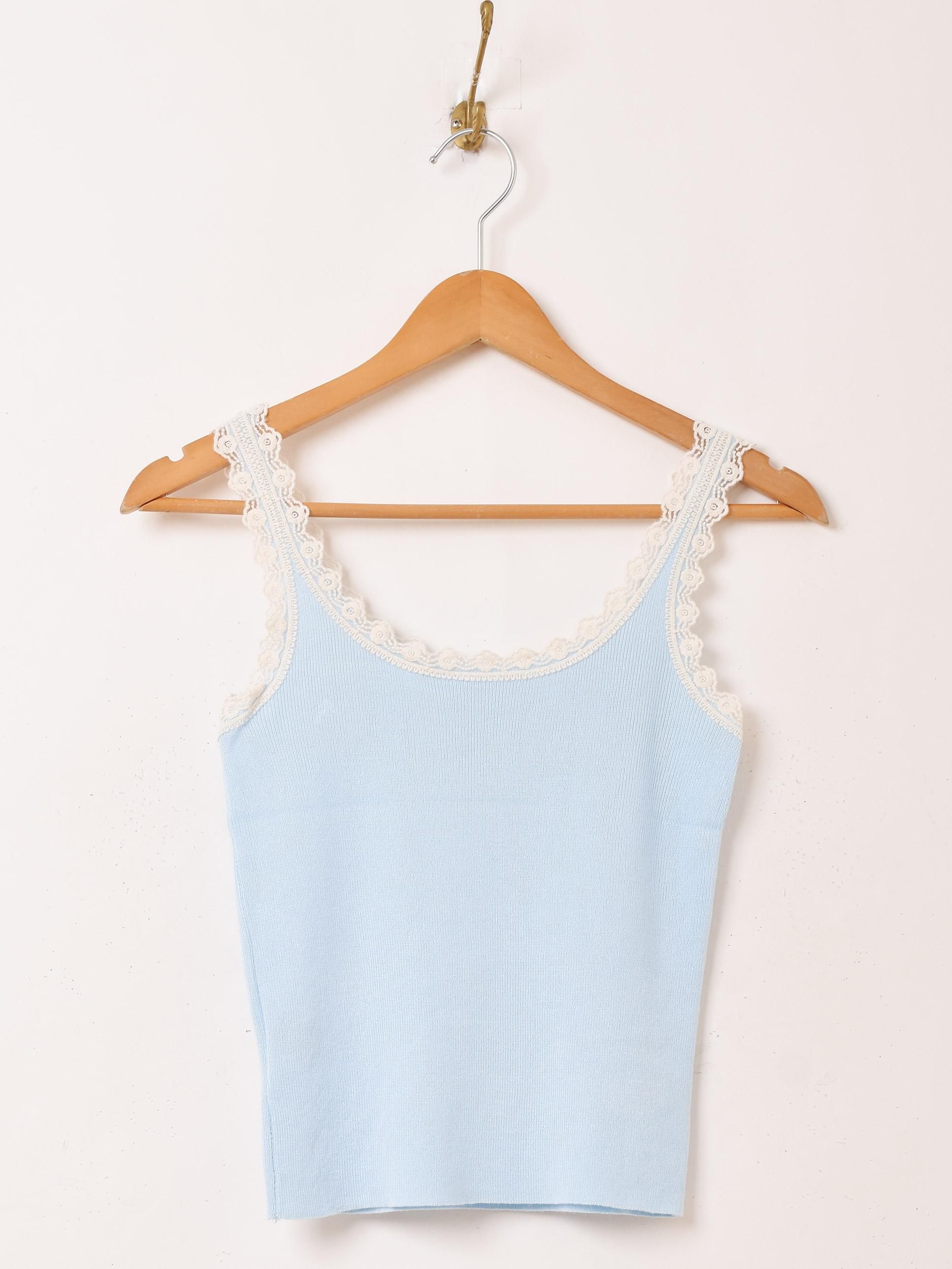 3色展開】「Meridian」レース キャミソール ブルー - 古着屋