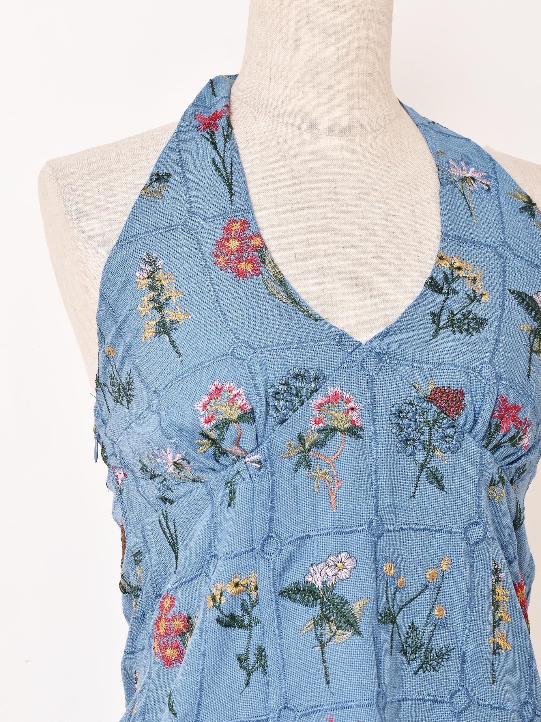 Meridian」フラワー刺繍 ホルターネック キャミソール - 古着屋