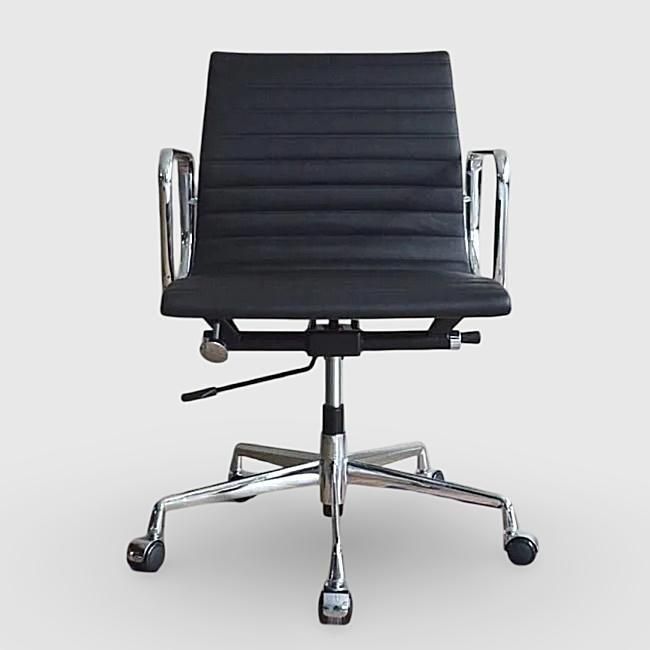 イームズ】アルミナムチェア ローバック／フラッドパッド/ハーフ本革