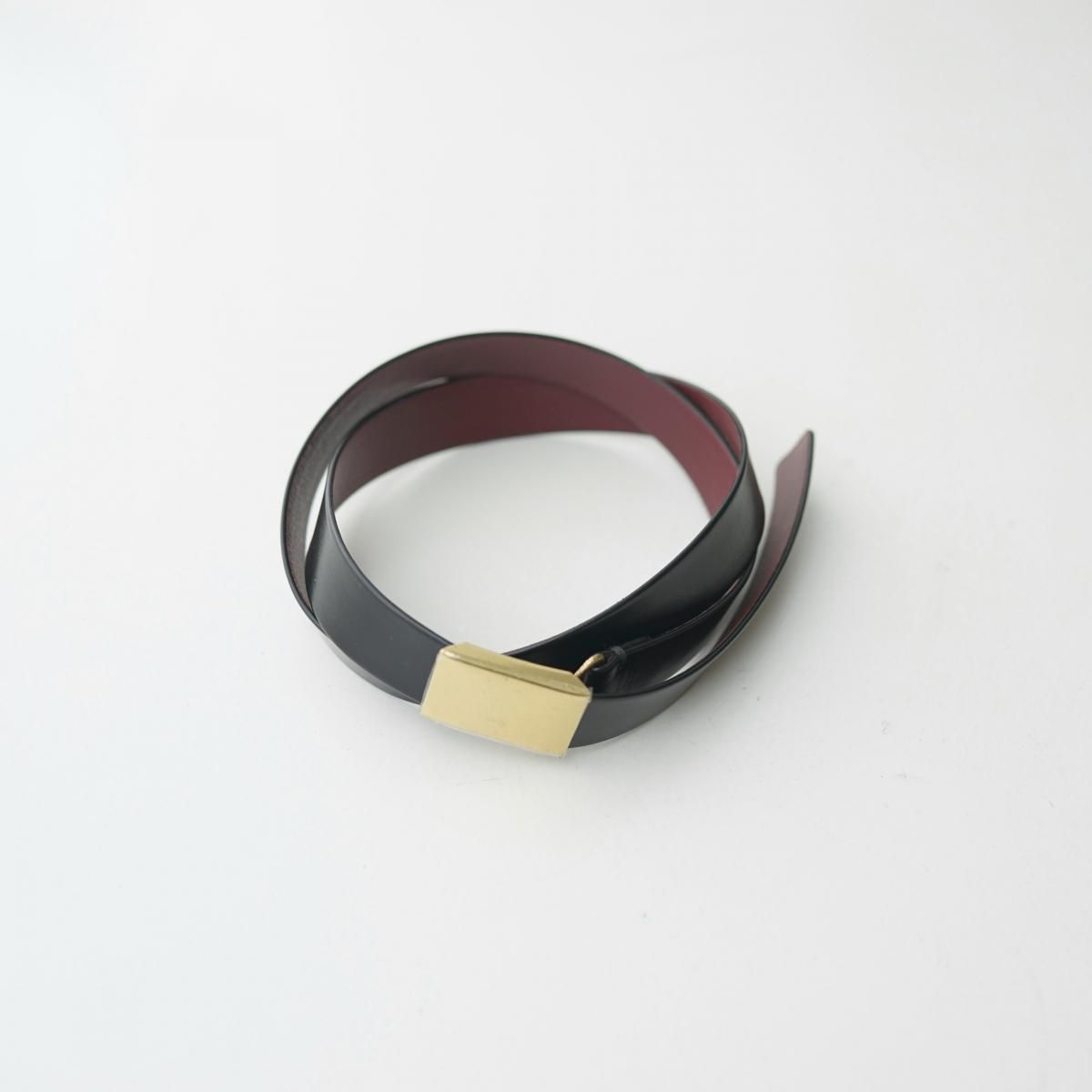 YLEVE / イレーヴ】 LEATHER BUCKLED BELT - BLACK/GOLD / PARK ONLINE