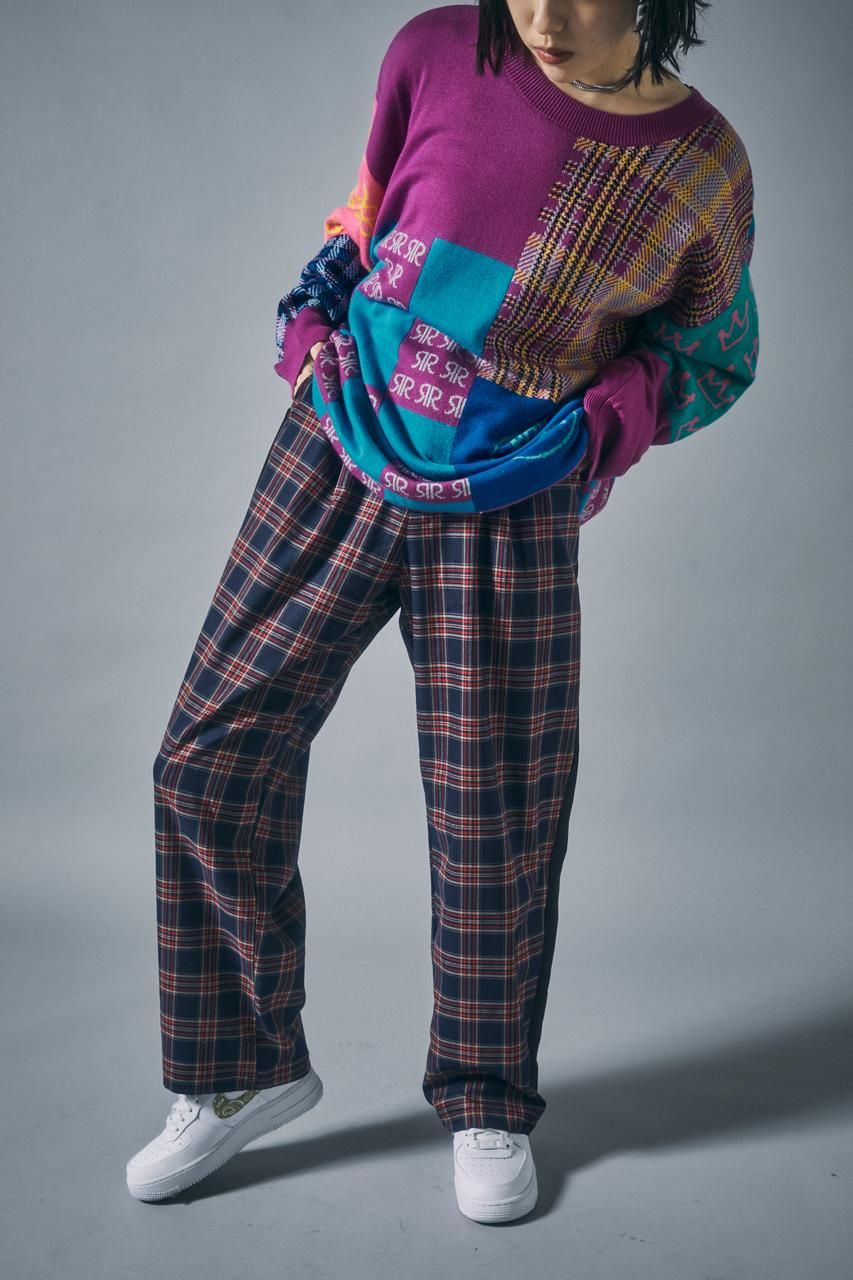 サイドライン切替チェックパンツ - ROY reflect overjoy