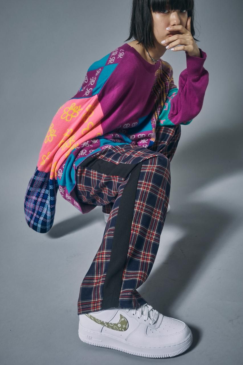 サイドライン切替チェックパンツ - ROY reflect overjoy