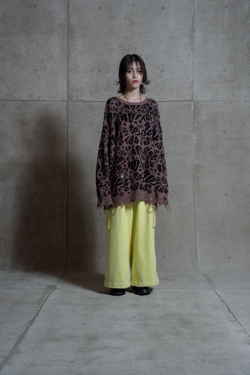 ROYロゴ総柄ダメージニット - ROY reflect overjoy