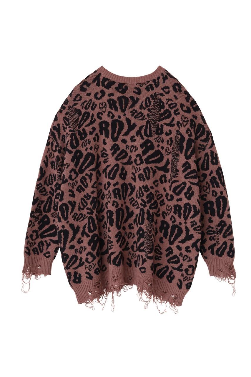 ROYロゴ総柄ダメージニット - ROY reflect overjoy