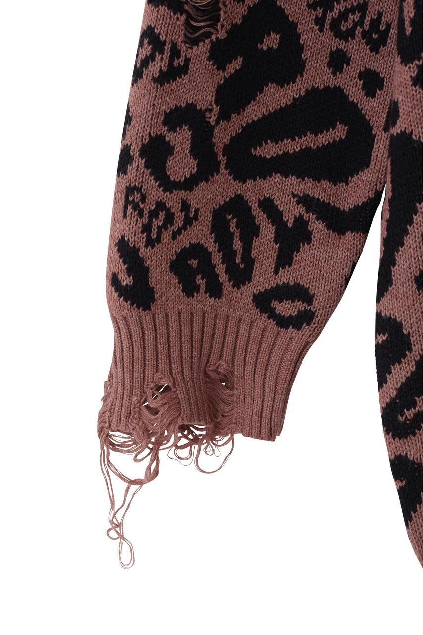 ROYロゴ総柄ダメージニット - ROY reflect overjoy